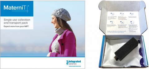 Maternitkit logo and Woman smiling outdoors